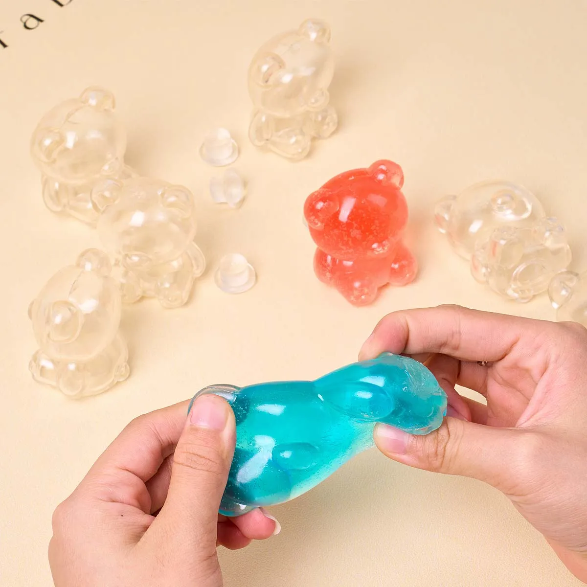 Cute Bear TPR Empty Ball Shell DIY Squishy Relief Squeeze Toy with Sealing Plug Blank Skin Fillable Relief Material Crafts Makin