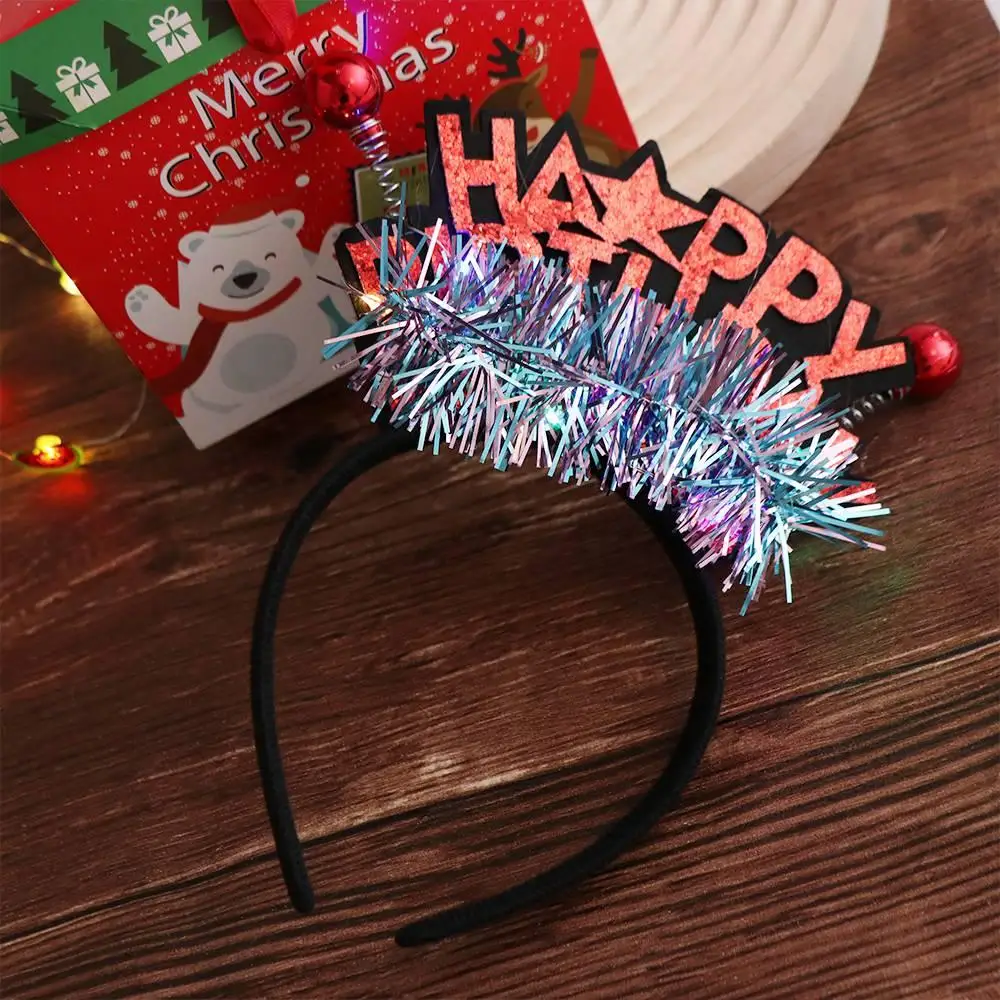 Carta feliz aniversário bandana bola de plástico brilhante led luz argola de cabelo estilo coreano presente de aniversário crianças faixas de cabelo