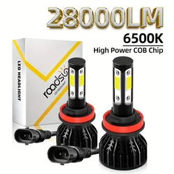 28000LM 4-Sided LED Car Headlight Bulbs COB 6500K 12V 9012 9005/HB3 9006/HB4 H4 H7 H11 H13 9004 9007 Luces Led Para Vehiculos