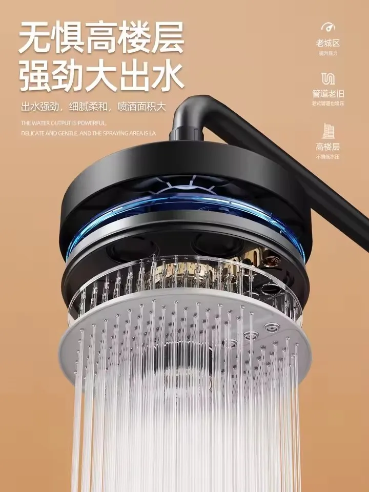 Cabezal de ducha de lluvia de gran flujo, 5 modos, supercarga, montado en el techo, cabezal de ducha de Spa, pulverizador superior de alta presión, accesorios de baño