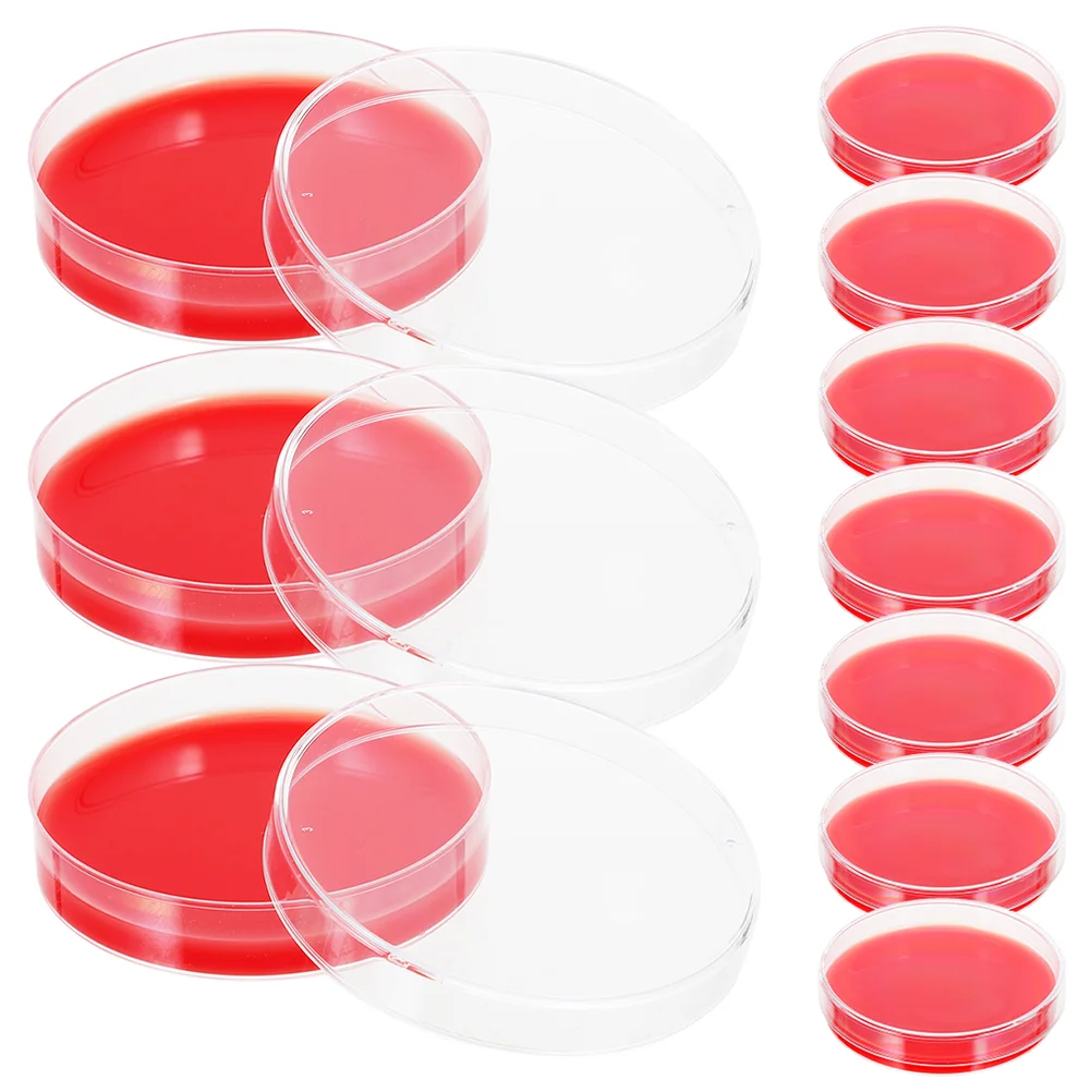 

10 Pcs Blood Agar Plate Plates Test Hydroponics Growing System Kit Science Petri Dishes Medium with Cover