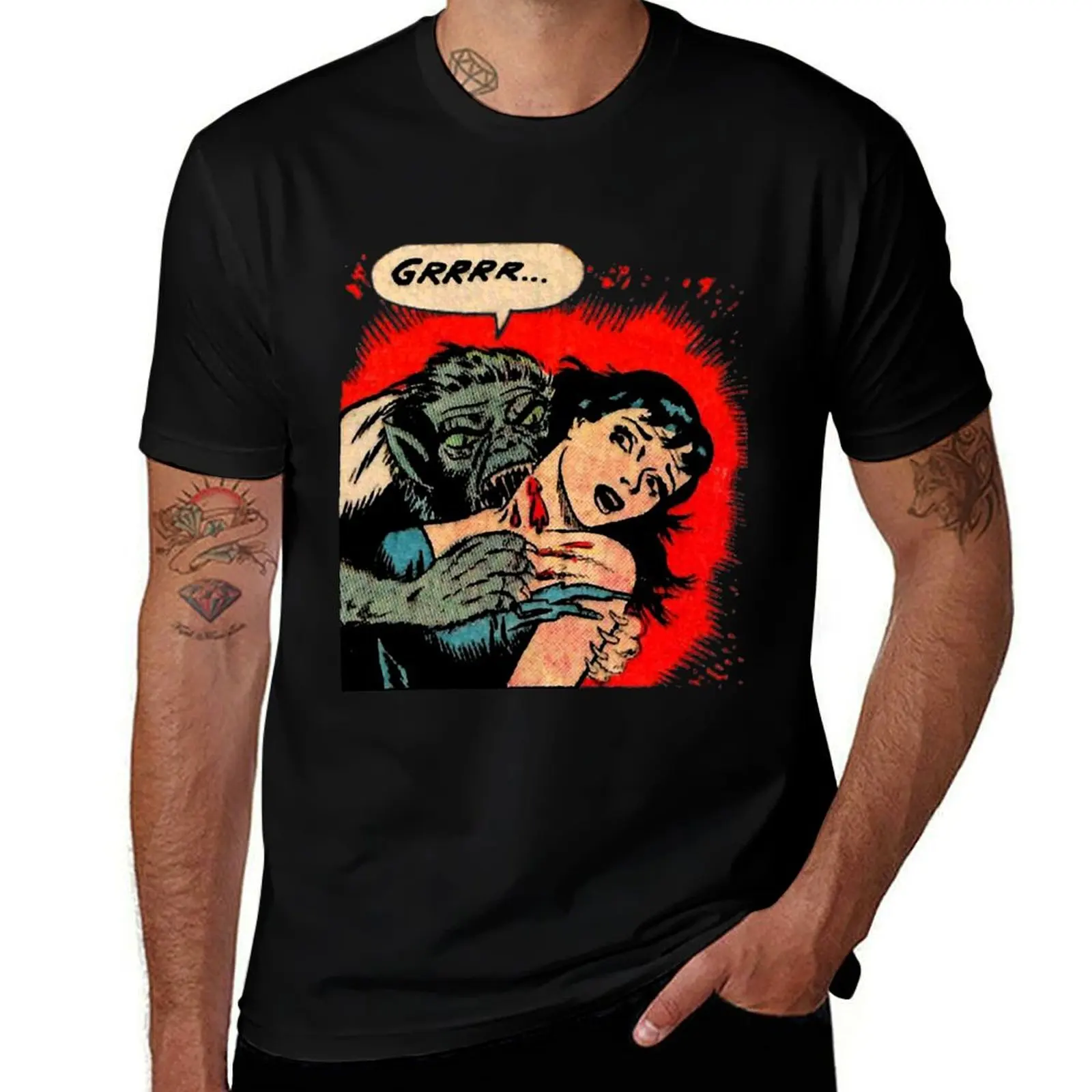 

shirts shirts Creepy man Vintage Halloween Monster graphic for t t T-Shirt Comic Movie man T-Shirt Horror Werewolf