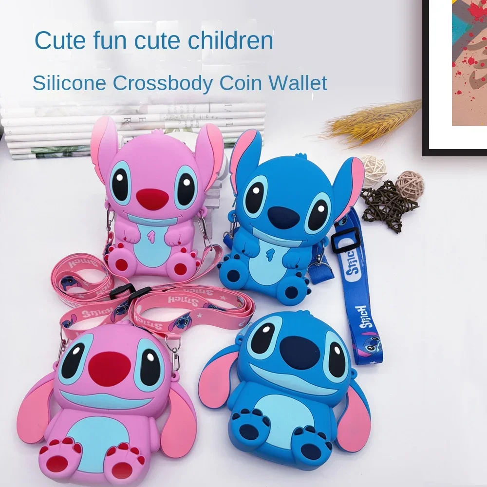 

Новинка 2025 года, милый силиконовый кошелек для монет Shi Stitch для мальчиков и девочек, маленькая сумка на плечо с героями мультфильмов, креативная детская сумка для хранения