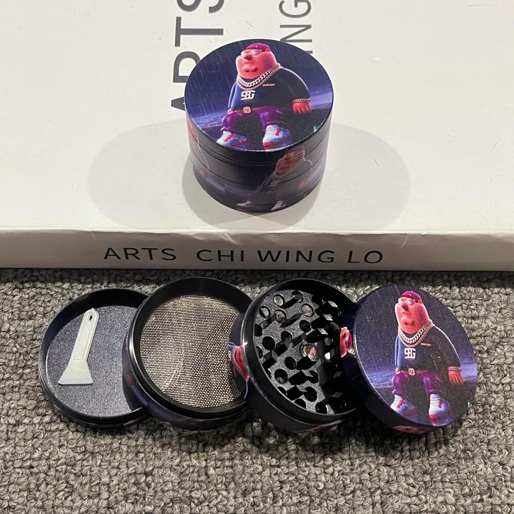 2 inch Metal Peter Herb Grinder Manual 4 Layers Mill Spice Pepper Tobacco Smoking Cartoon Cute Magnetic Lid Pollen Gadget