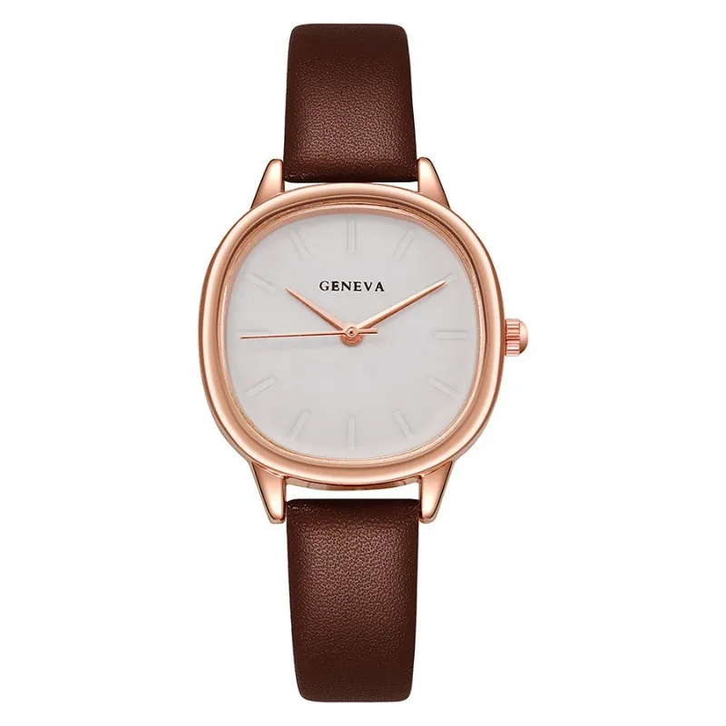 Fashion Watch for Women Oval Small Dial Thin Belt Leather Strap Student Ladies Dress Quartz Wristwatches Reloj Para Mujer