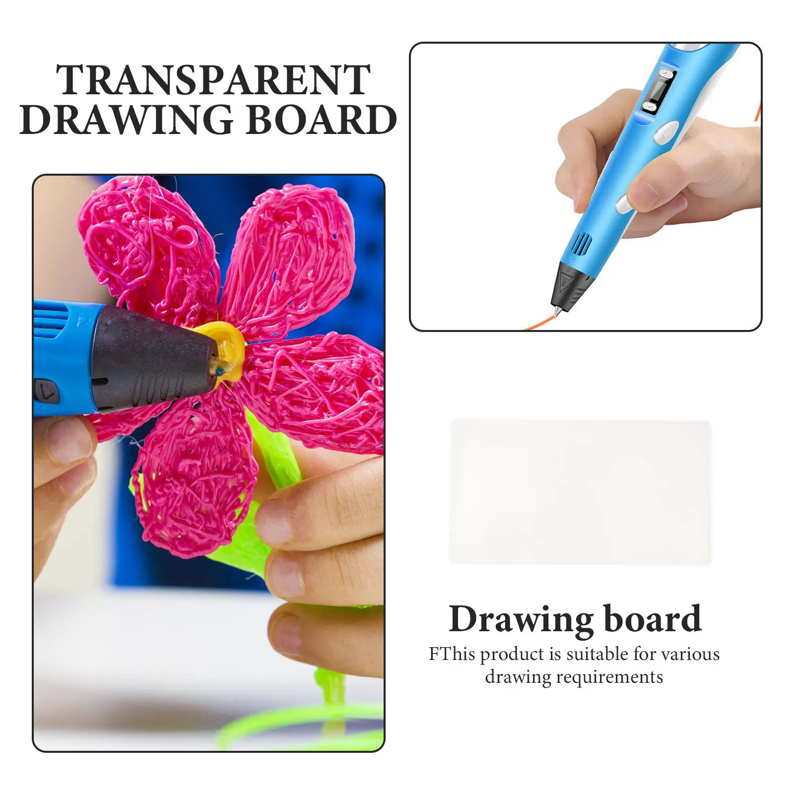 

10Pcs 3D Pen Printing Mat Transparent PVC Template Board Drawing Tool Creative 3D Pen Pad for Kids DIY Painting Supplies