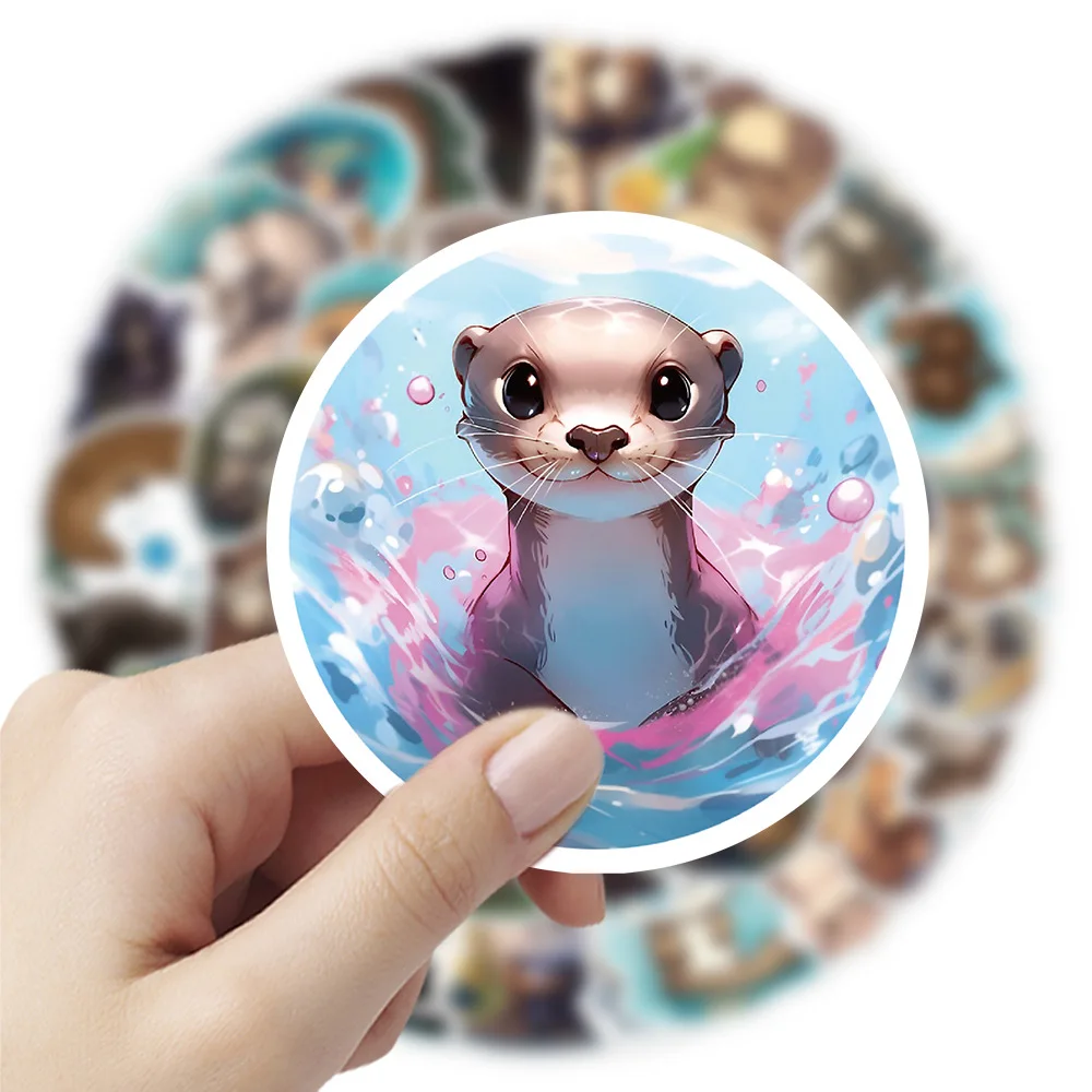 10/30/50pcs Otter Cartoon Graffiti Sticker Cute Small Animal Decoration Car Water Cup Waterproof Kids Toys Decorative Stickers