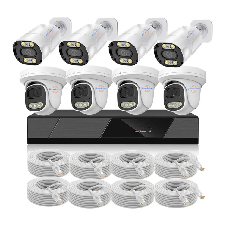 For Jianvision 4MP 8-Channel POE IP Camera System Factory Wholesale Complete CCTV With NVR Data Storage Option Waterproof IP66