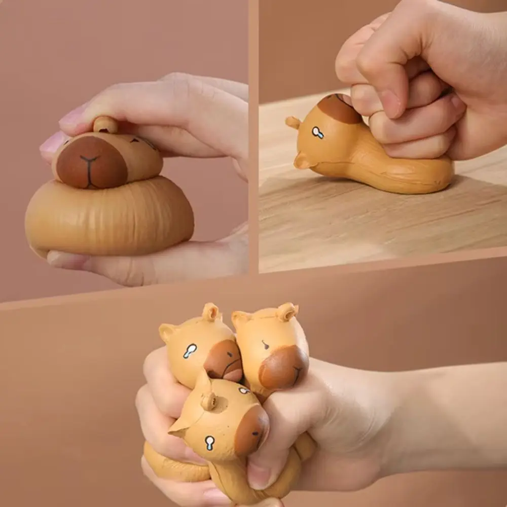 Keyring Capybara Squeeze Keychain Cartoon Cute Simulation Capybara Pinch Toys Novelty Soft Slow Rebound Toys Kids Tricky Doll