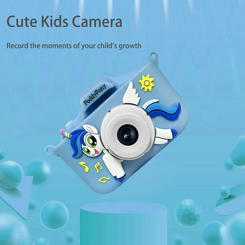 Digital Viedo Kids Camera Christmas Birthday Gift For Girls Boys 3-12 Unicorn Toy For Toddler With 32G Card And Sillicon Cover