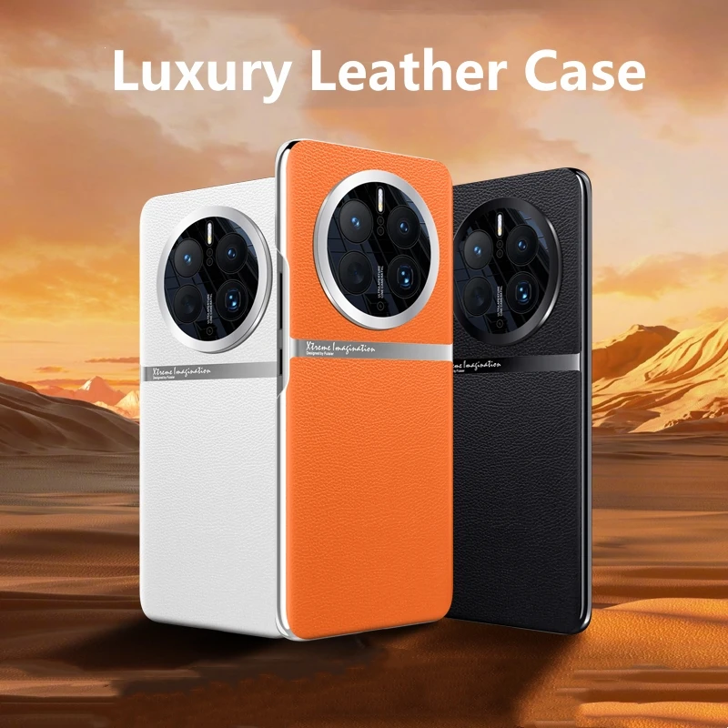 Luxury Case For Huawei Mate 50 Pro 40 30 Stylish Electroplate Leather Phone Cover For Mate50 50Pro Capa Camera Protection Bumper