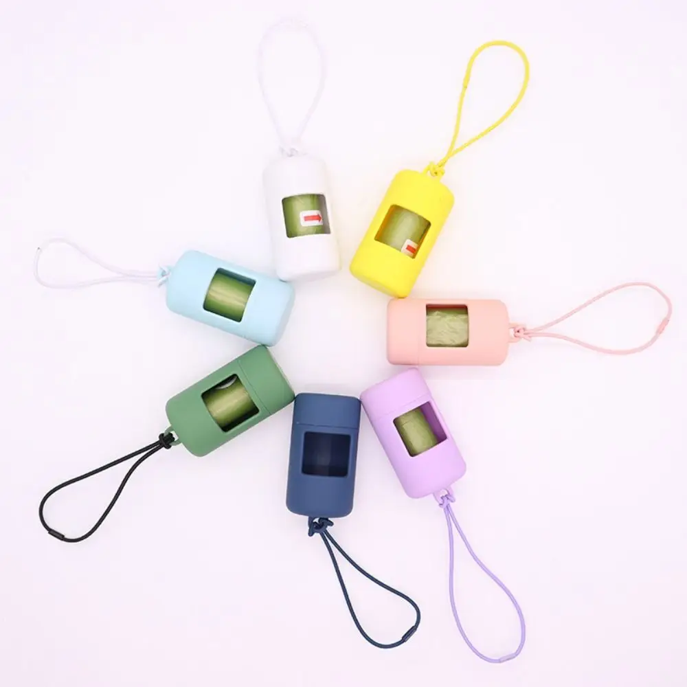 Plastic Cylinder Poop Bag Dispenser Solid Color Compact Pet Garbage Bag Dispenser Easy Dispense Durable Dog Waste Bags Holder