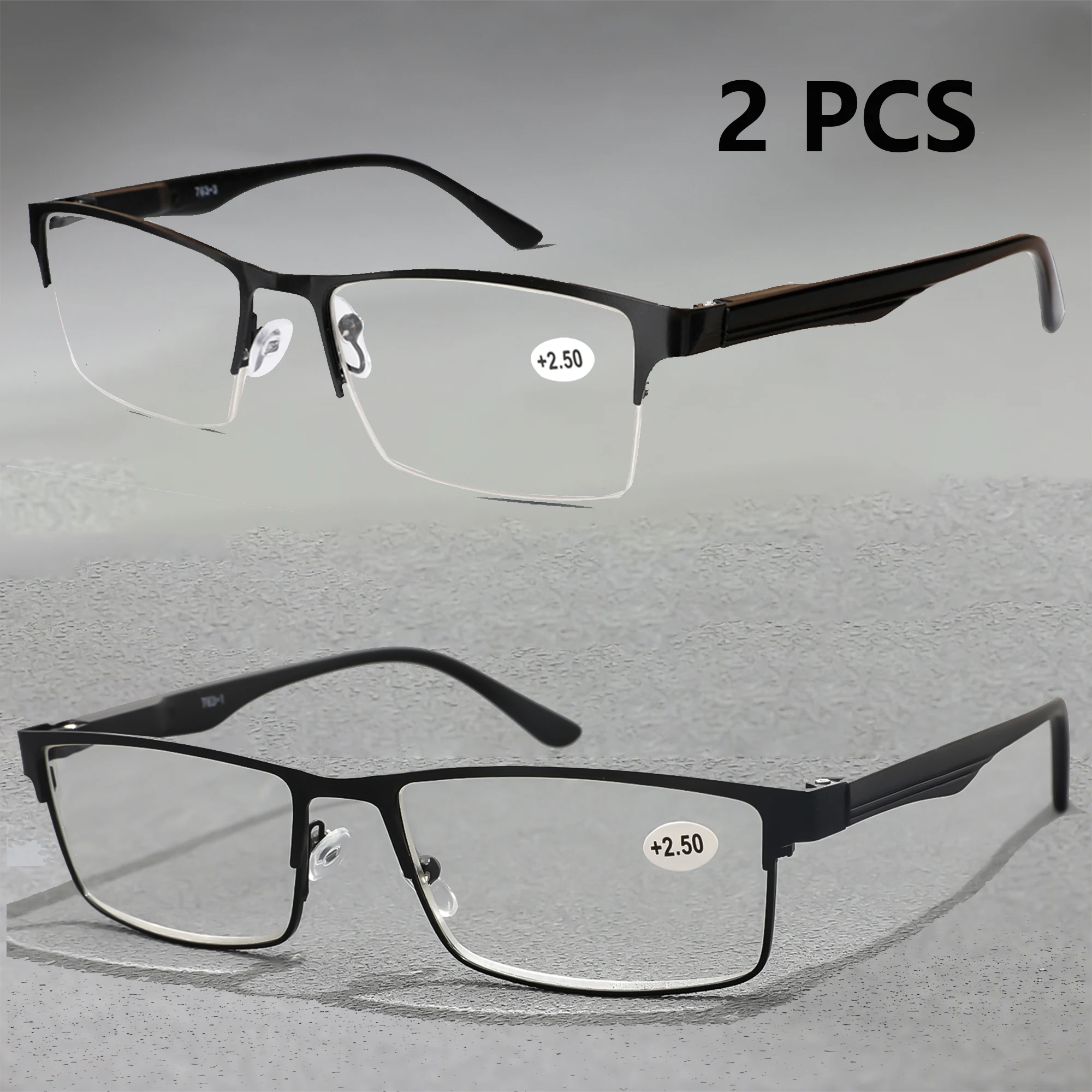 2-teilige Lesebrille für Herren, blaues Licht blockierende Linse, Federscharniere für Damen und Herren, verstellbar, bequeme Sehkorrektur