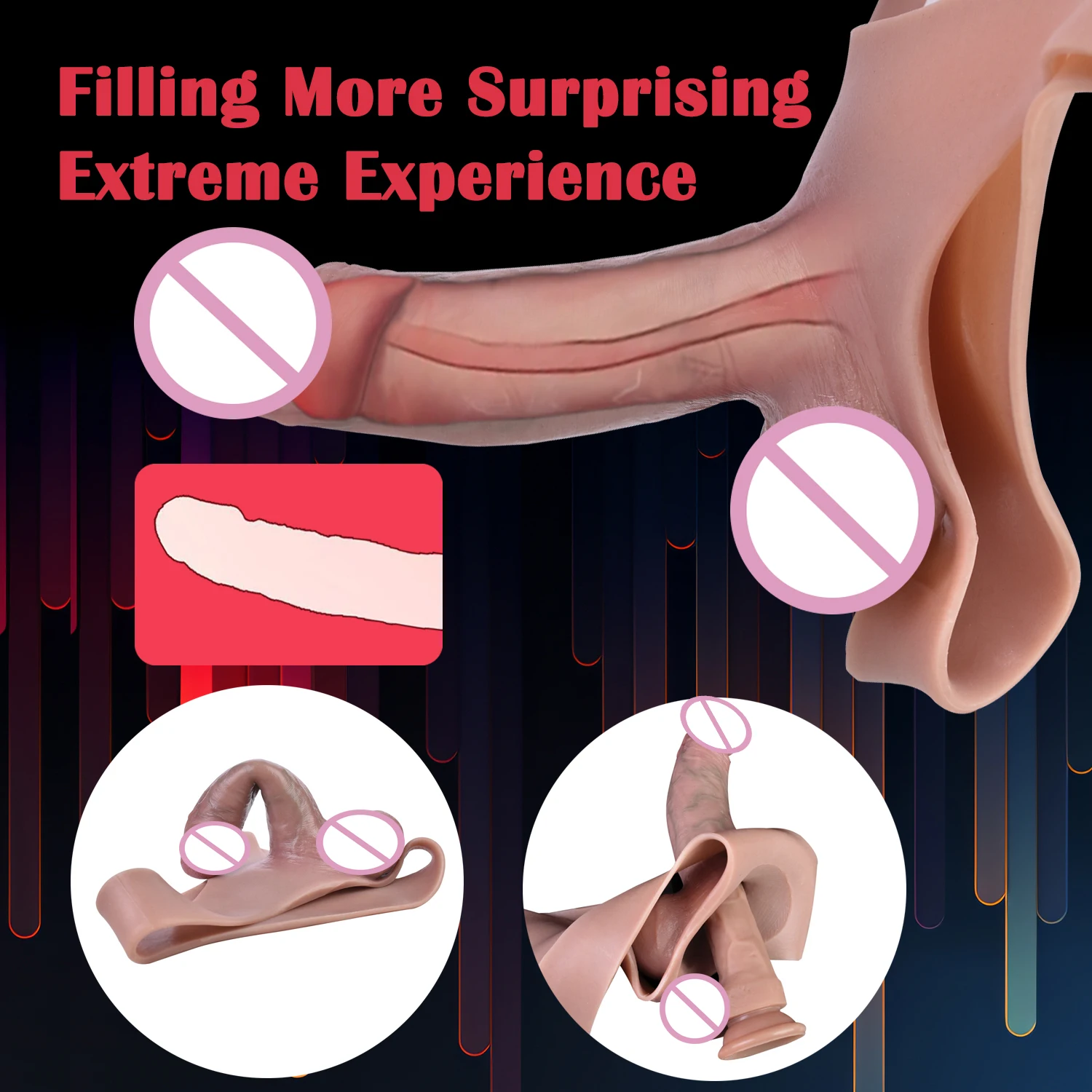 FAAK Silicone Briefs With Hollow Penis Sleeve Large Realistic Dildo Sex Toys For Men Masturbator Cock Extender Enlargement