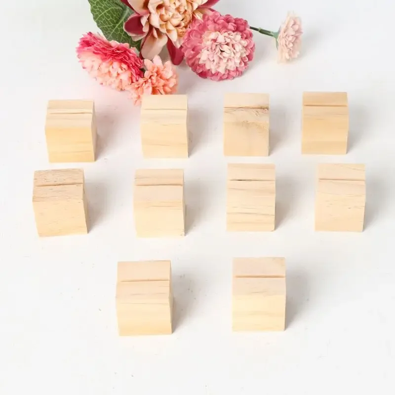 Natural Wood Numbers Photo Display Stand, Titular do cartão de visita, Nome da mensagem, Memo Clips, Office Desk Organizer, Dinner Party, 10Pcs