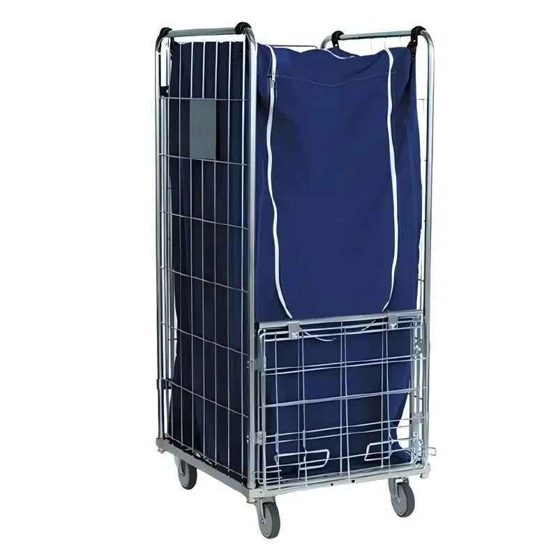 Large storage warehouse laundry room industrial cart roller cage container inner and outer cloth bag cover