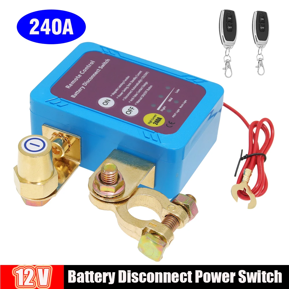 

240A Car Auto Remote Battery Disconnect Switch with Led Voltage Display 12V Power Shut Off Kill Switch Remote Control for Boat