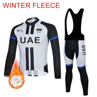 Team UAE Winter Long Sleeve Thermal Fleece Cycling Jersey Set Bib Pants Ropa Ciclismo Bicycle Clothing MTB Bike Jersey Uniform