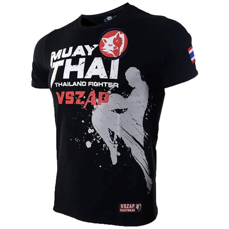 VSZAP Fight T-shirt Men's Short Sleeve Training Jiu-jitsu Running UFC Thai Boxing MMA Fitness Fighting Casual Wear