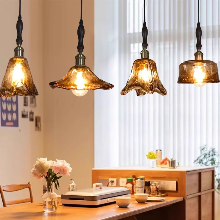

Glass Shade American Vintage LED Chandelier Pendant Lamp for Indoor Staircase and Dining Room Hanging Lighting