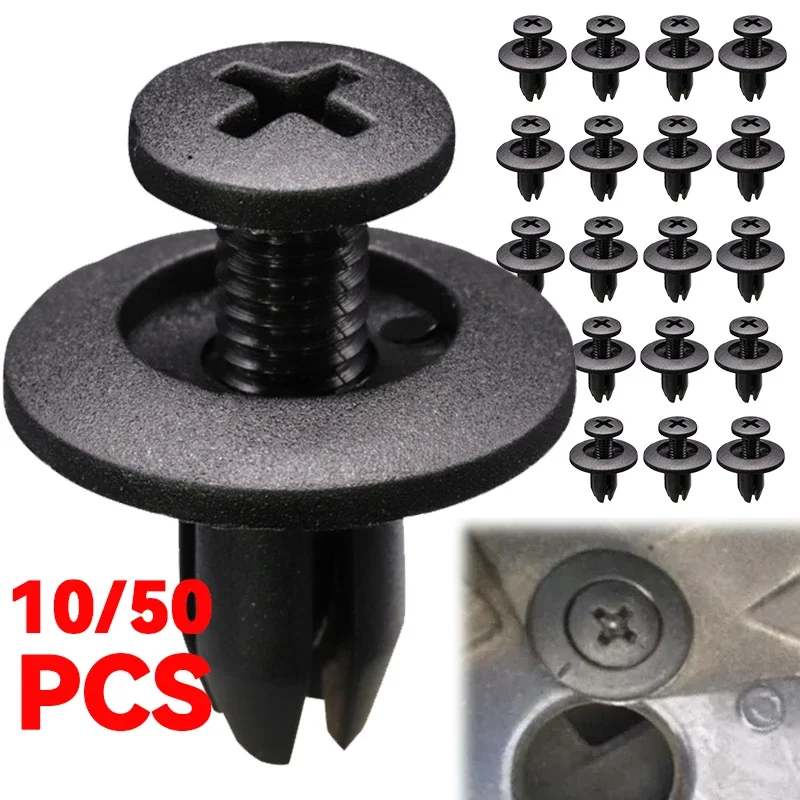 8mm Plastic Rivets Fasteners Screw Car Bumper Fender Black Rivet Car Fastener Clips for Toyota Focus Kia Nissan Yamaha