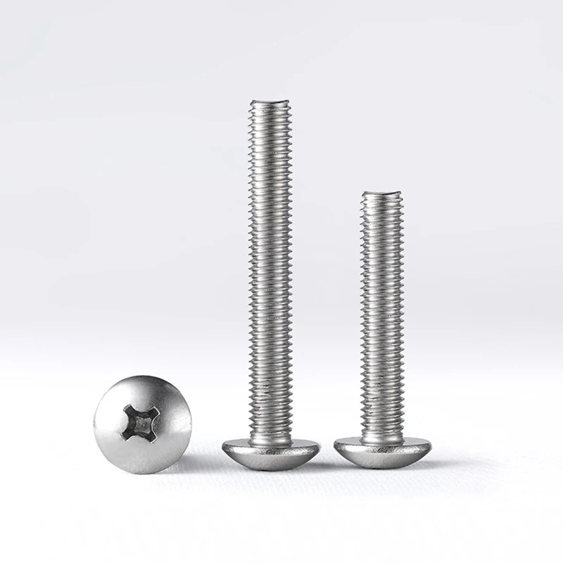 10 pces m5 m6 m8 304 cruz de aço inoxidável grande cabeça redonda parafuso phillips fardo cabeça parafuso pan cabeça parafuso fixador 6mm-80mm