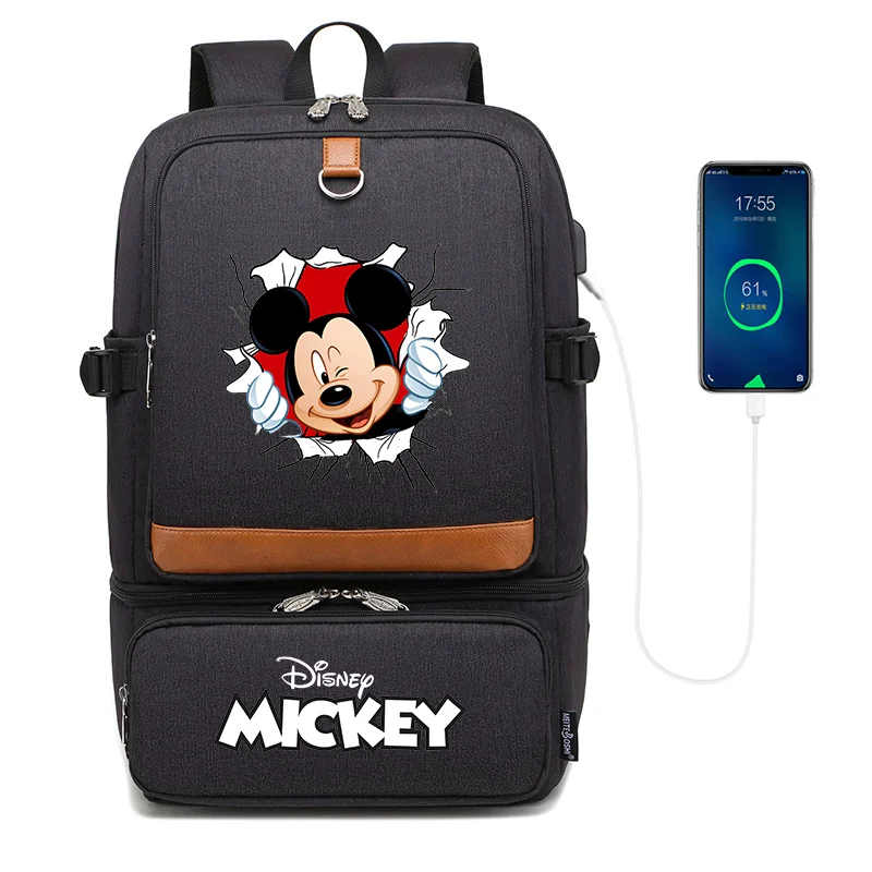 

Disney Mickey Minnie Mouse Laptop Backpack Compartment USB Waterproof Backpacks Cooler Bags Outdoor Hiking Insulated lunch Bag