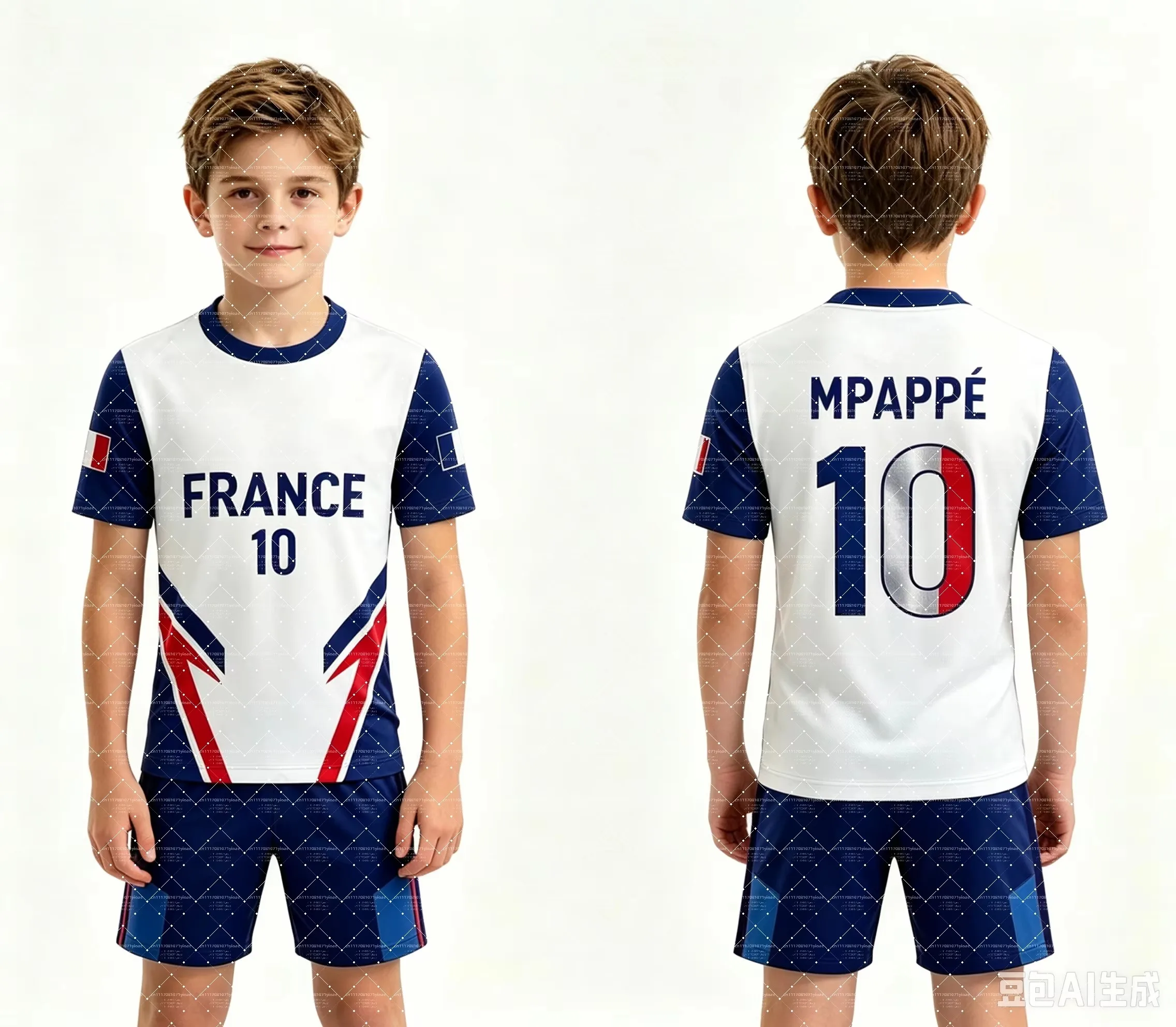 2026 Hotsale Nr. 10 Mbappé Fußball-Trikot & Shorts-Set, Einzelnes Oberteil Verfügbar, Frankreich-Flagge, Fans, 2-teiliges Sommer-Set für Kinder – Detail 9
