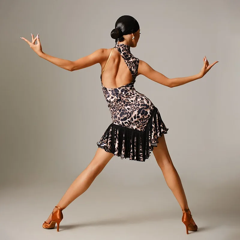 customized Single shoulder cross top with chest cushion underwear Latin dance set ballroom dance practice dress performance suit