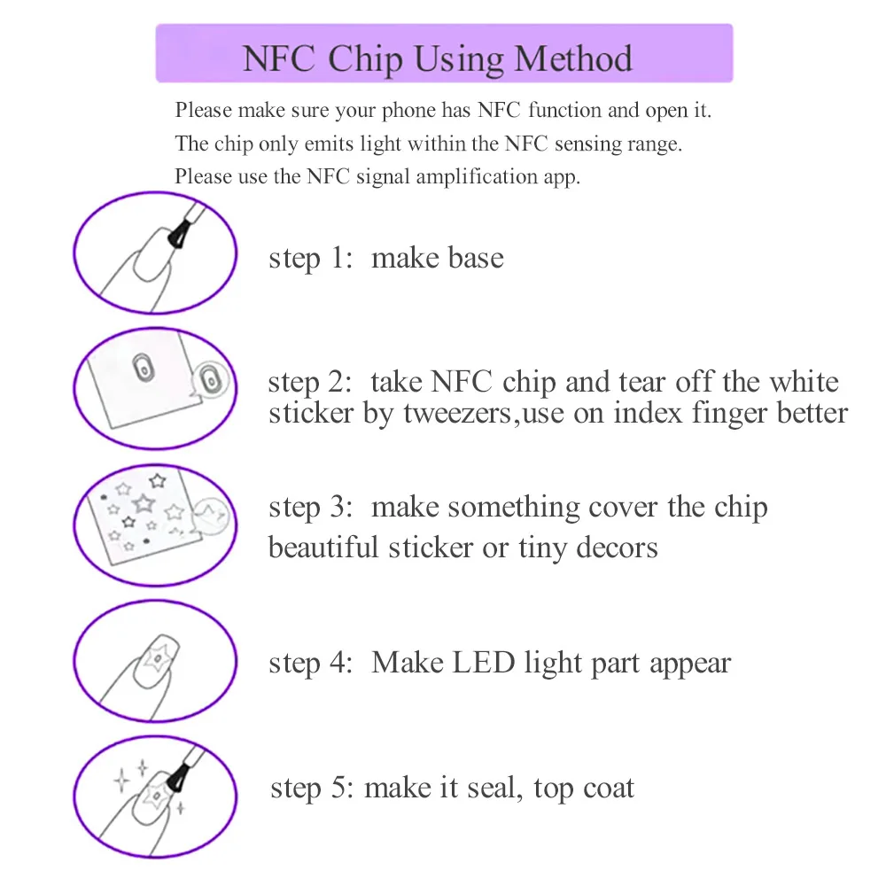 -NFC Sense Chip- Ntag świecące dekory do paznokci ślimak indukcyjna technika Manicure błyszcząca łatka z unikalną błyszczącą lampką LED NFC chipy 404Nailart