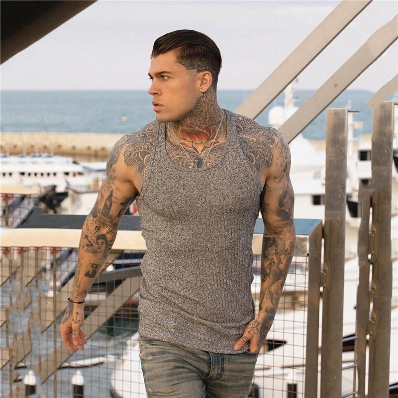 2023 Summer Mens Sleeveless Muscle Guys Brand Gyms Tank Top Men Bodybuilding and Fitness Clothing Shirt Mens Tops