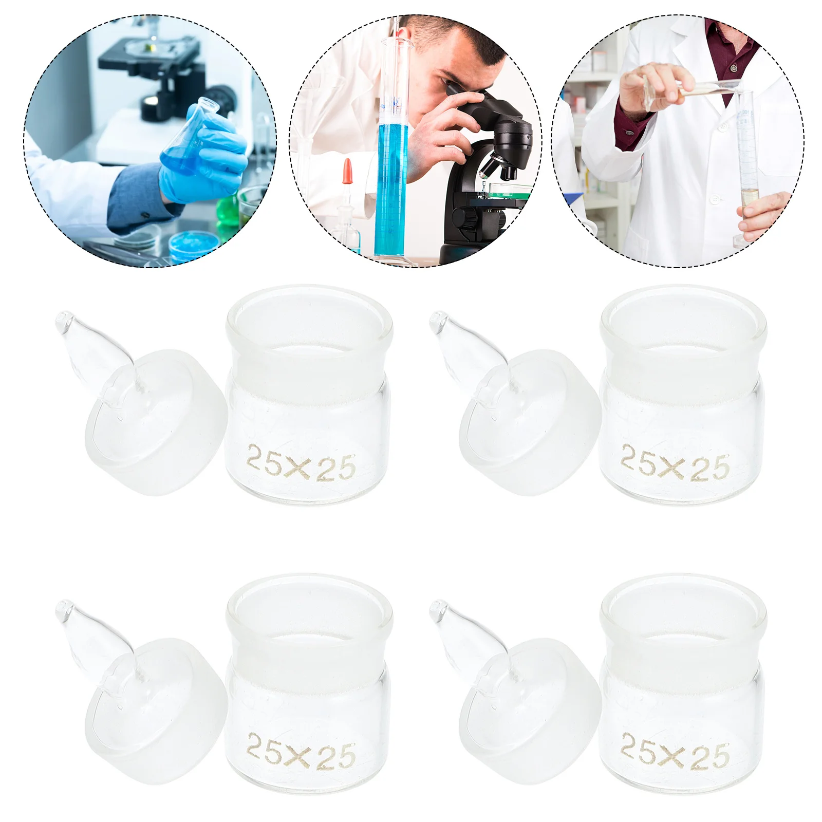

5Pcs Laboratory Weighing Bottles Glass Sampling Jars Practical Durable Smooth Surface Holder for Chemical Biology Experiments