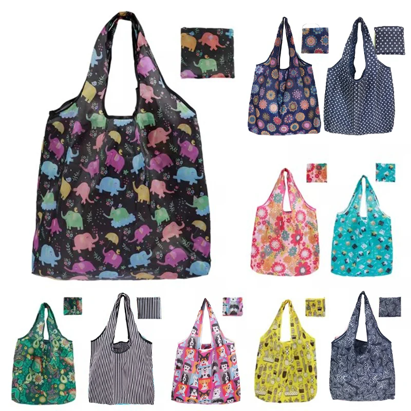 

10Pcs Portable Shopping Bag Waterproof Folding Tote Bag Reusable Eco-Friendly Large Capacity Handbag for Food Grocery Storage