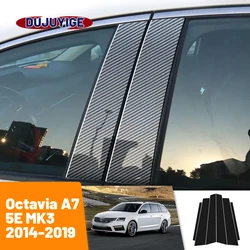 For Skoda Octavia A7 5E MK3 2014-2019 2015 2016 2017 Carbon Fiber Window Door Column Deal B C Pillar Post Cover Trim Sticker