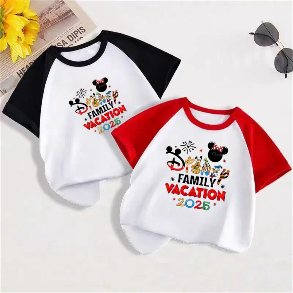 

Disney World Vacation Mickey Friends Fashion Trend Kids T-shirt Boys Girls 2025 Disney Magic Kingdom Kids Baby T-shirt Top