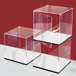 Mirror Acrylic Display Case with Door Assemble Countertop Box Stand Showcase Doll Model Toy Clear Storage Box for Collectibles