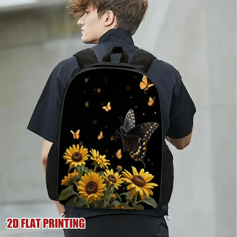 

1 Stylish Butterfly Dance 2D Graphic Design Printed Backpack - Spacious Travel Shoulder Bag with Washable Zipper