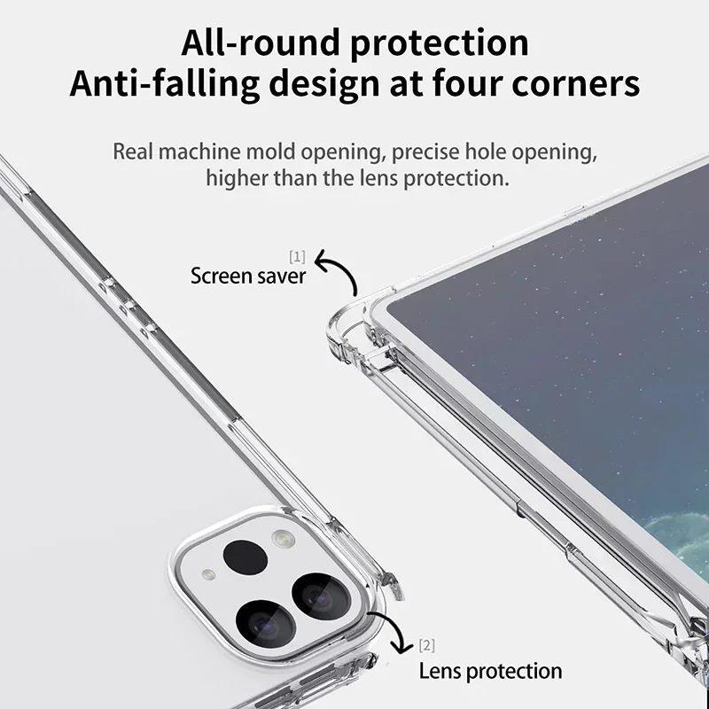Étui transparent en TPU avec fente pour stylo, coque pour iPad 10e Isabel 12.9 4e inspectés 6e Air 4e inspectés 10.9 Pro 11 2e merveilleuse 4e 10.2