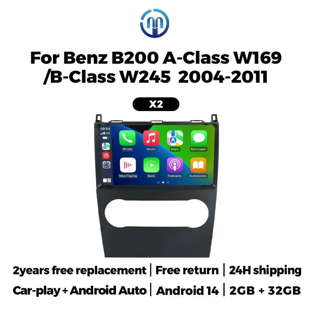 Android 14 Carplay android auto Voor Benz B200 A-Klasse W169 B-Klasse W245 2004-2011 auto intelligente systeem Multimedia Speler GPS