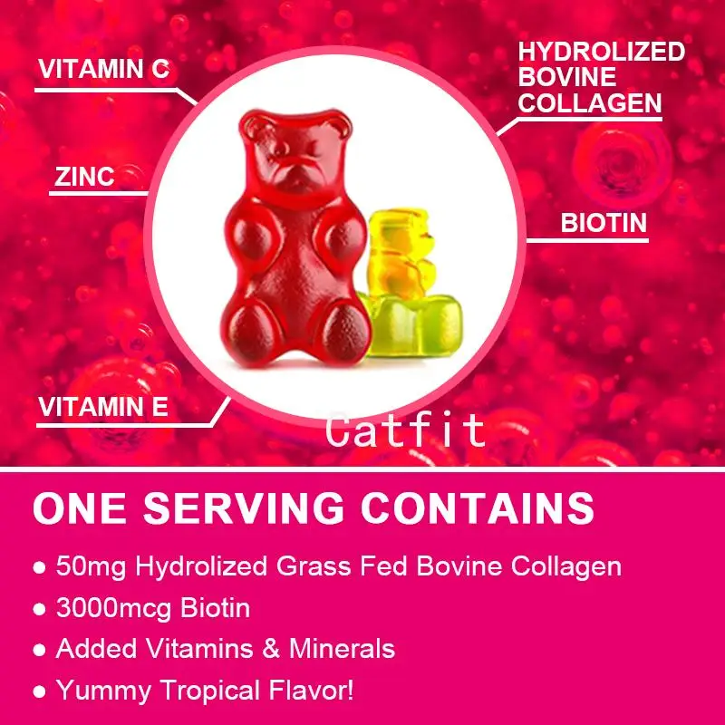 Organic Collagen Protein Gummies Supplement Firming skin plump Face Skin Hyalyron acid Supplement Skin nutrition support