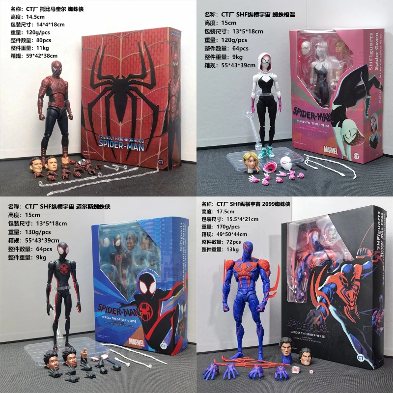 

KOSHF Ct Toy Spiderman 2099 Black Symbiote Tobey Shf Venom The Amazing Spider-Man Anime Action Figures Model Figure Kid Toy gift