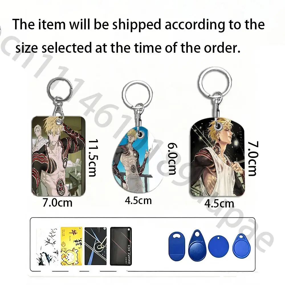 G-Gachiakuta E-Enjin Protective Printed Leather Card Case Metal Keychain for Bank Credit Bus Subway ID Cards