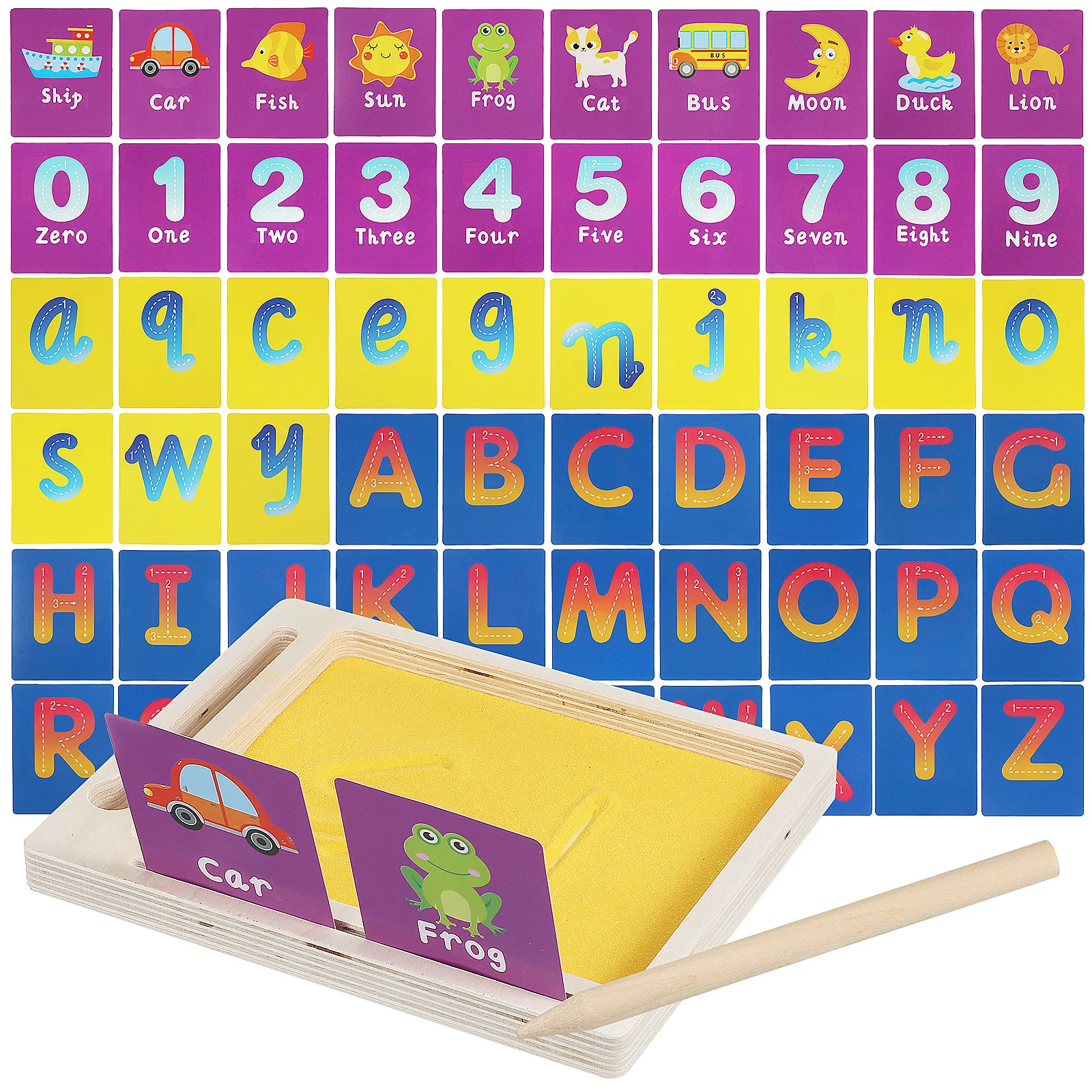 صينية رملية من BCOATH Montessori لعبة ممارسة الكتابة الخشبية ولوحة تتبع الحروف هدية تعليمية للفصول الدراسية للأطفال #5