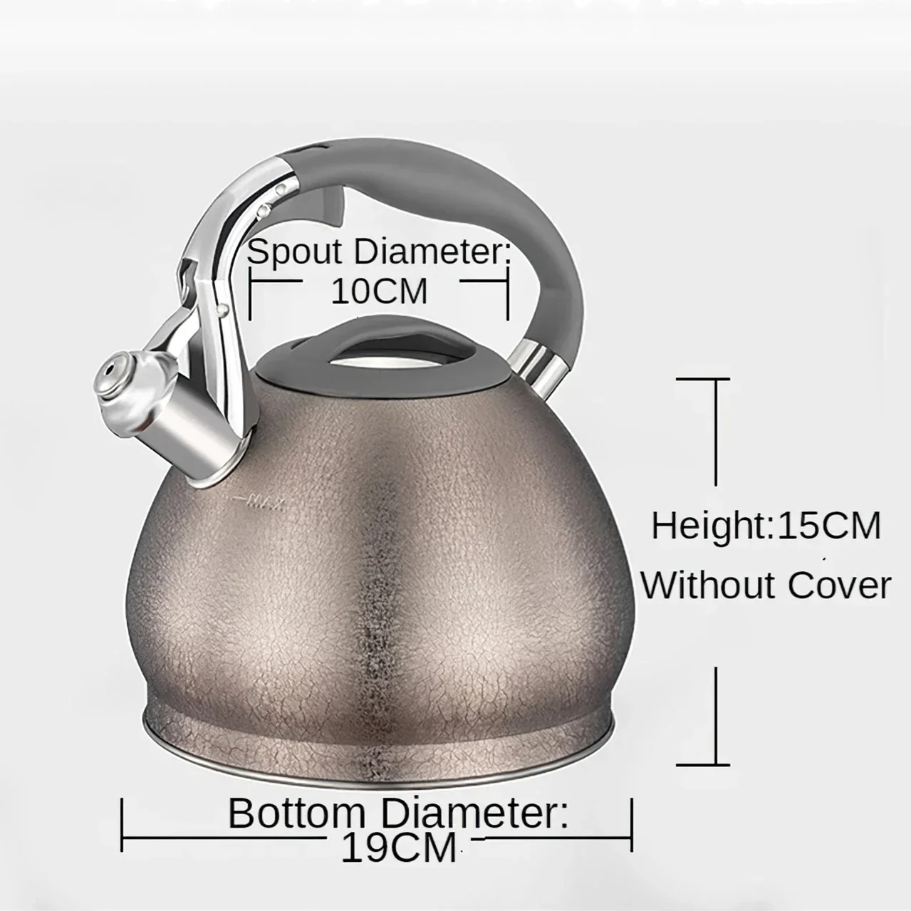 Imagem -02 - Chaleira de Água Fervente em 304 Baquelite Handle Meia Bola Bronze 3l Whistle Pot Fogão de Indução Suprimentos de Cozinha Doméstica Aço Inoxidável