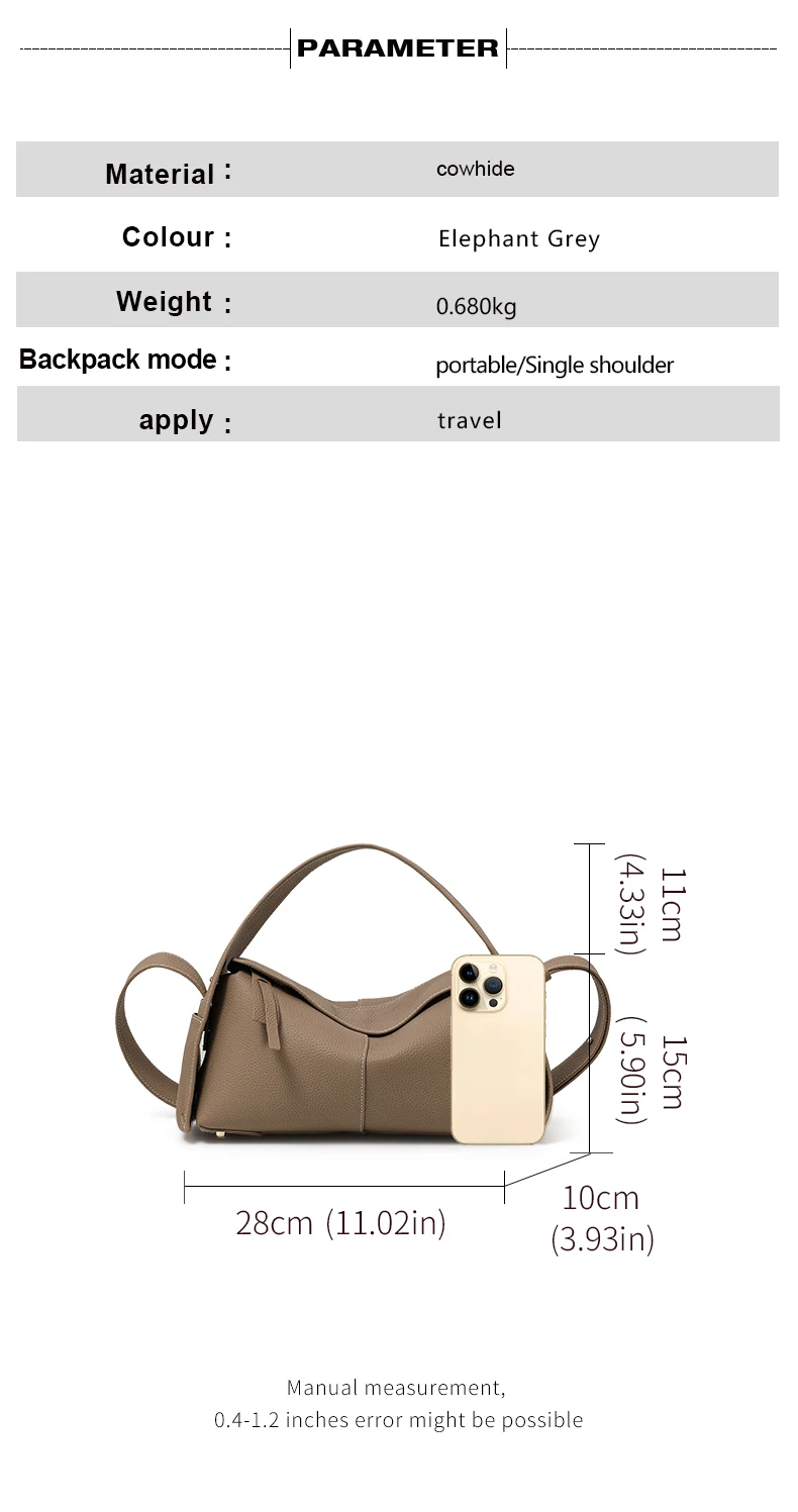 Hobo-Umhängetasche aus Rindsleder für Damen, tragbare Unterarm-Umhängetasche mit doppeltem breitem Riemen-Design für lässige, tägliche Outfits – Detail 4