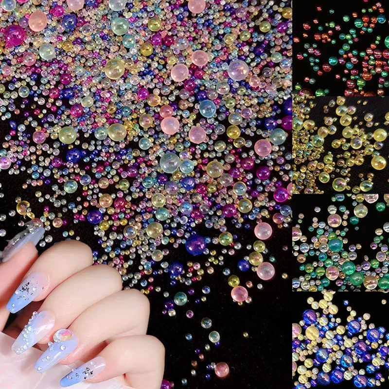 Strass à bulles en verre pour Nail Art, 1.2MM-3MM, mélange de tailles, 15g/emballage, à appliquer sur les accessoires de décoration de manucure, nouvelle collection