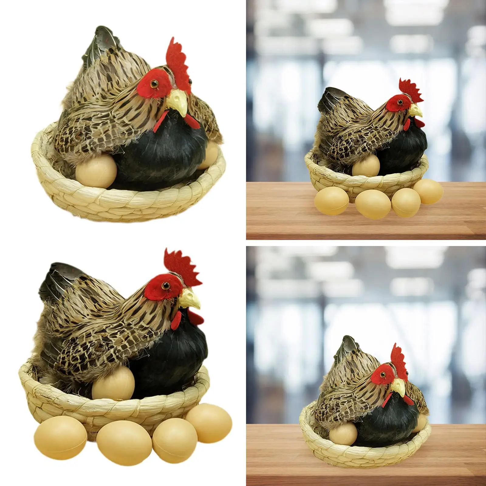 Simulation Hen Model Ornament Artificial Feather Prop for Farm Kitchen Store