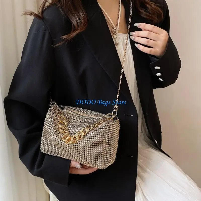 Borsa da donna con glitter e borsa a tracolla da viaggio, pochette da sotto le ascelle, per feste, matrimoni