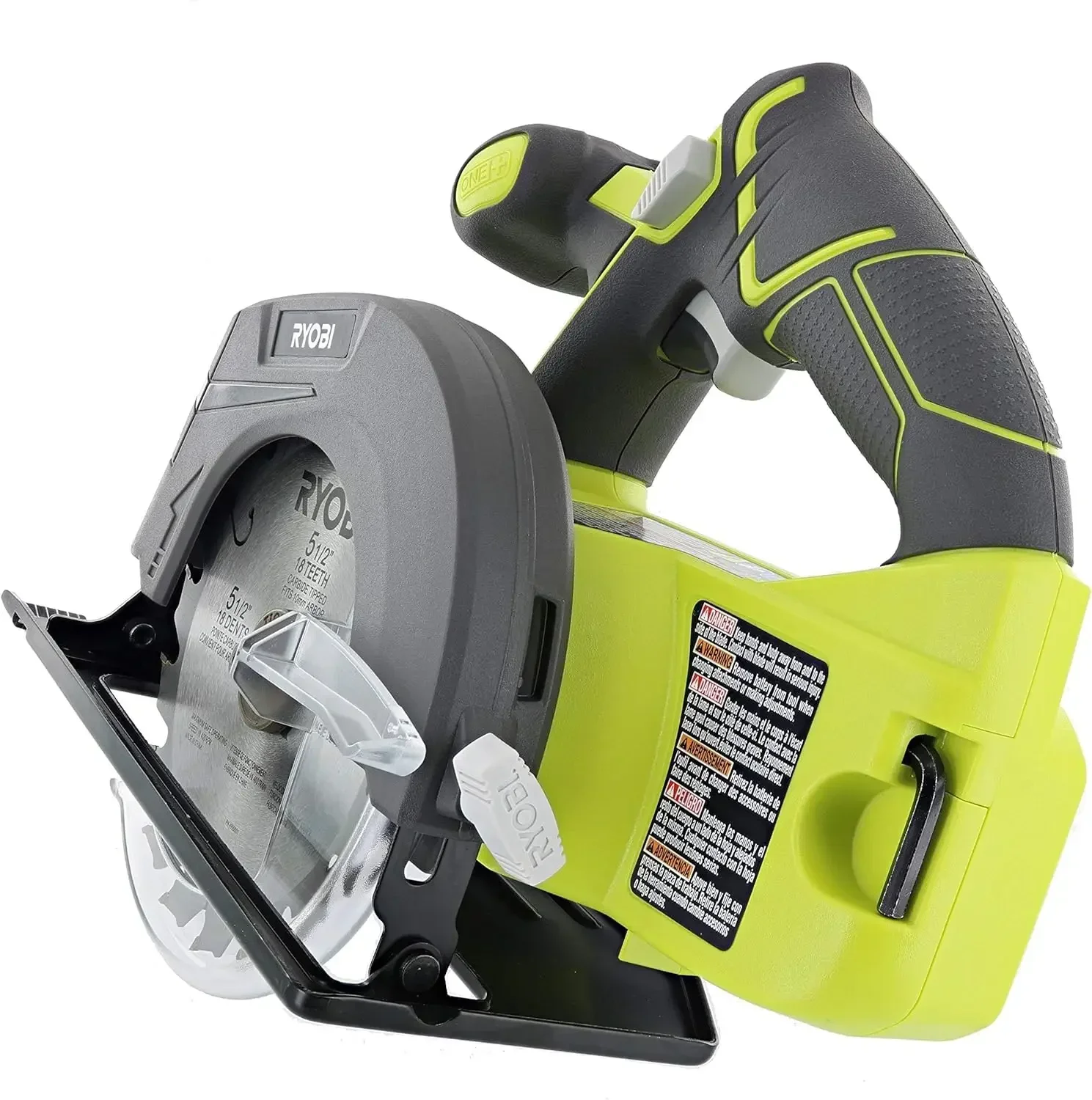 Ryobi oneリチウムイオンコードレス丸鋸、バッテリーは含まれていません、電動工具のみ、カッティングバー、グリーン、p505,18v、4,700 rpm、5、1/2"