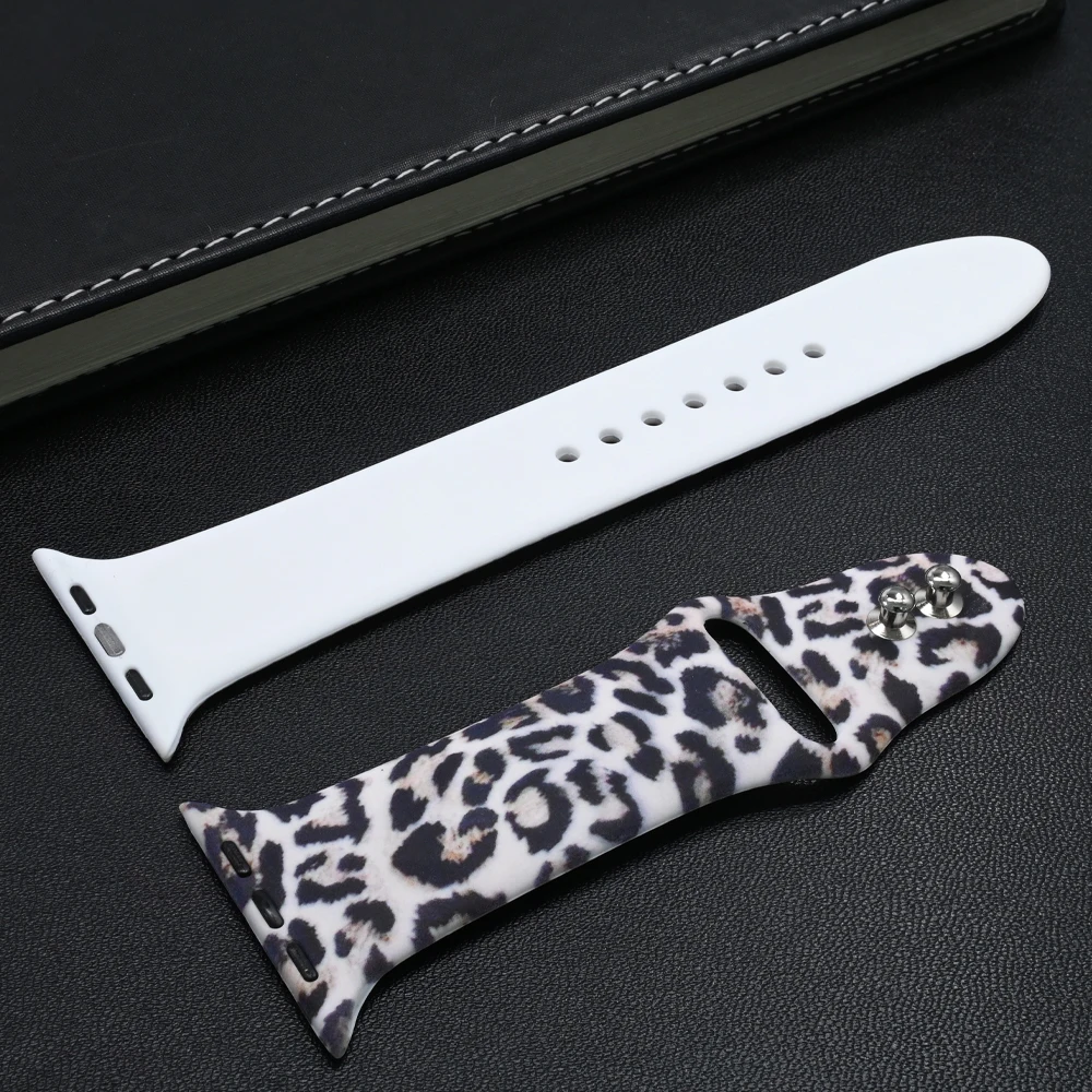 Silikonowy pasek w panterkę do Apple Watch Series 11 10 42mm 46mm 41mm 40mm 44mm 45mm Miękki pasek do Iwatch 9 8 7 6 5 4 3 SE3